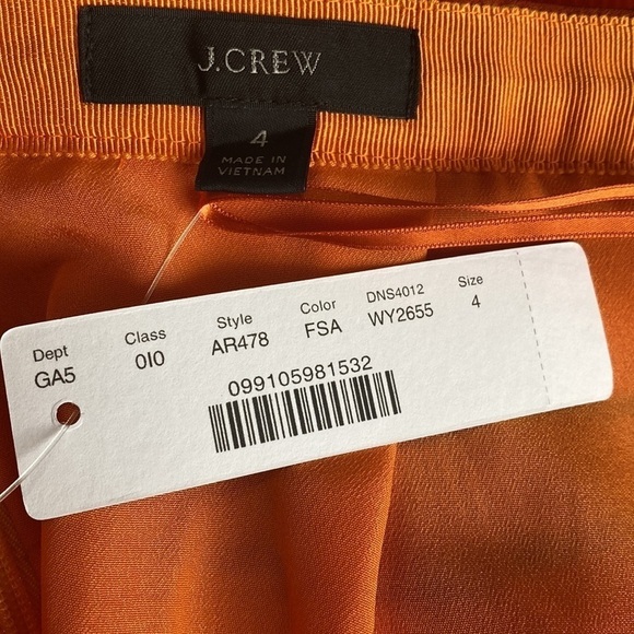 J. Crew orange striped pleated midi skirt 4 NWT - Picture 6 of 8